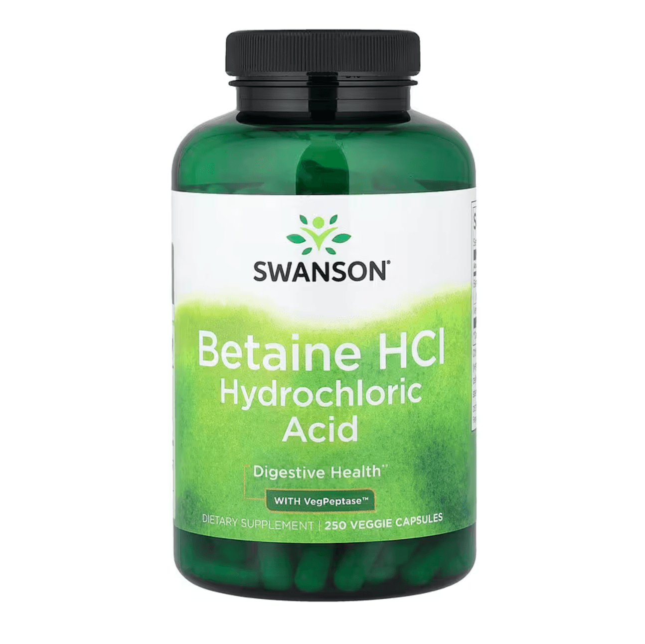 Swanson Vitamins, Betaine HCl Hydrochloric Acid with VegPeptase™, 250 Veggie Capsules