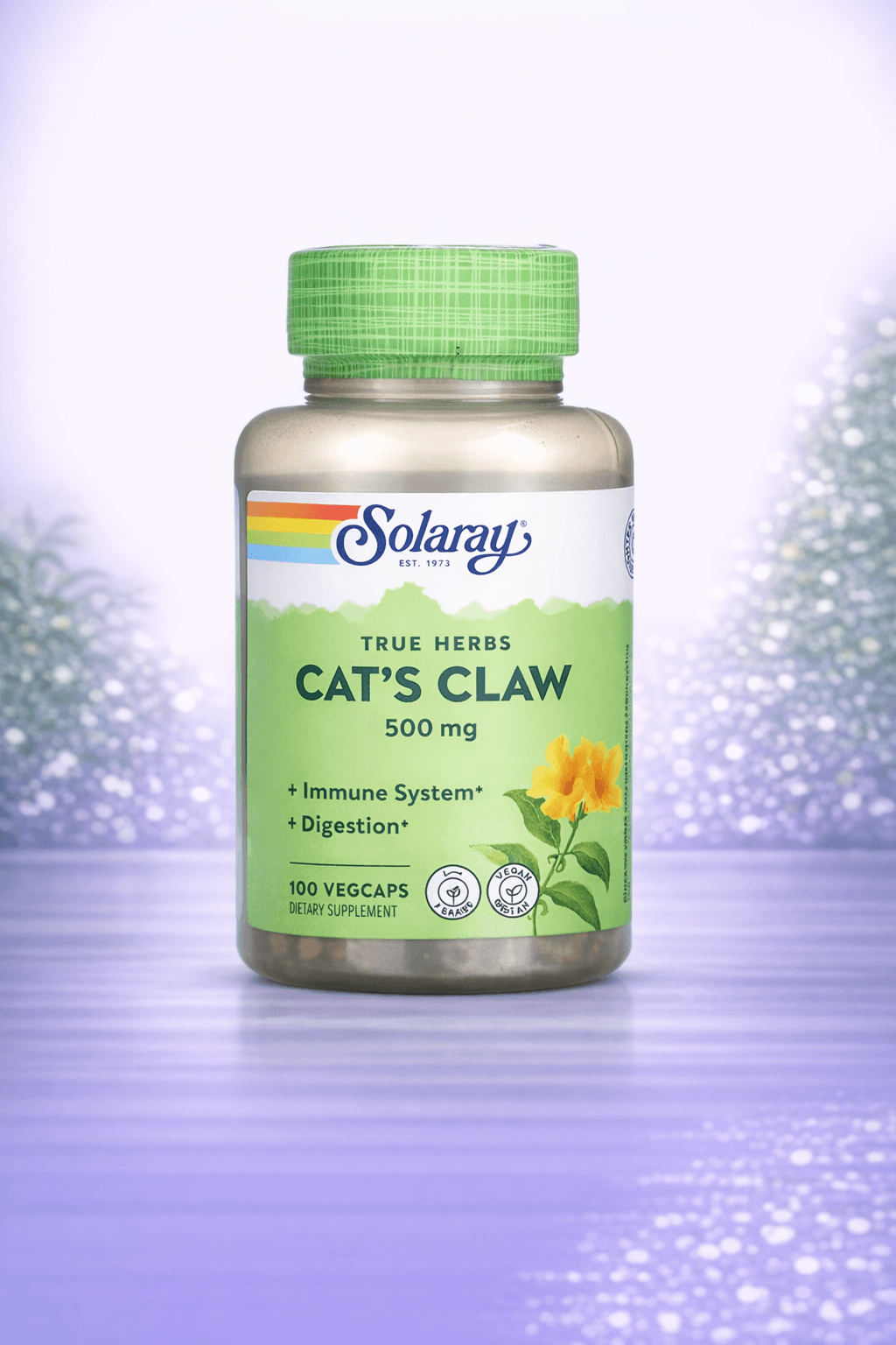 Solaray, True Herbs, Cat's Claw, 500 mg, – Immunitetni kuchaytiruvchi o‘simlik kapsula 100pcs