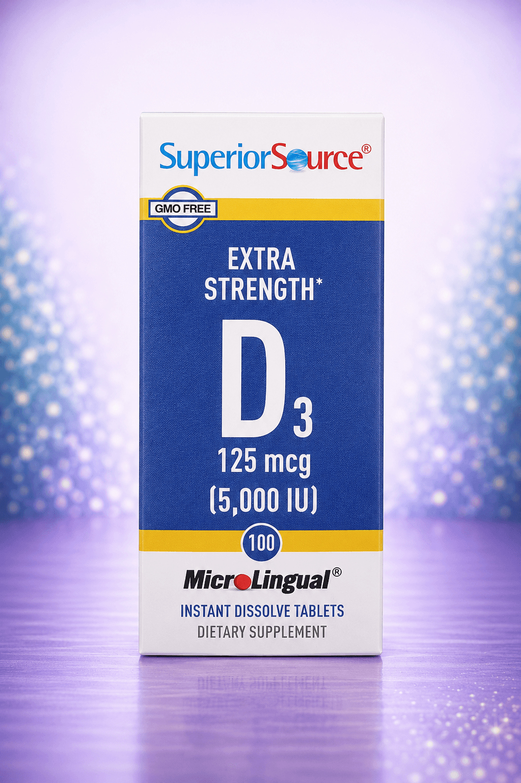 Superior Source, D3, 125 mcg (5,000 IU), 100 MicroLingual® Instant Dissolve Tablets