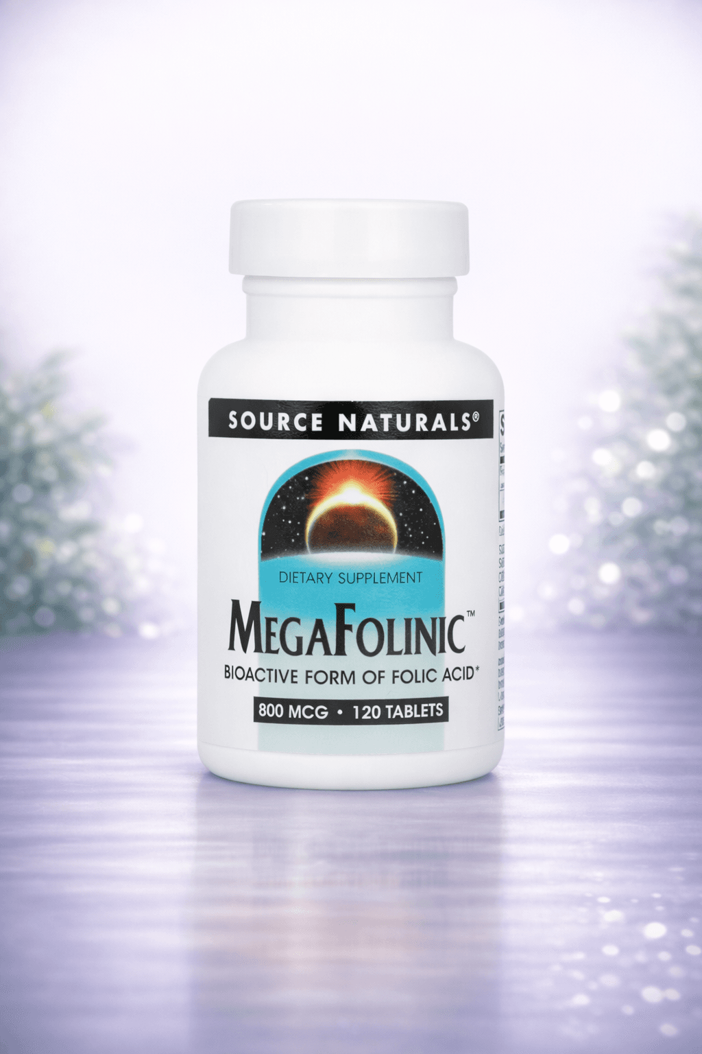 Source Naturals, MegaFolinic™, 800 mcg, – Homiladorlar uchun faol folat kislotasi 120pcs