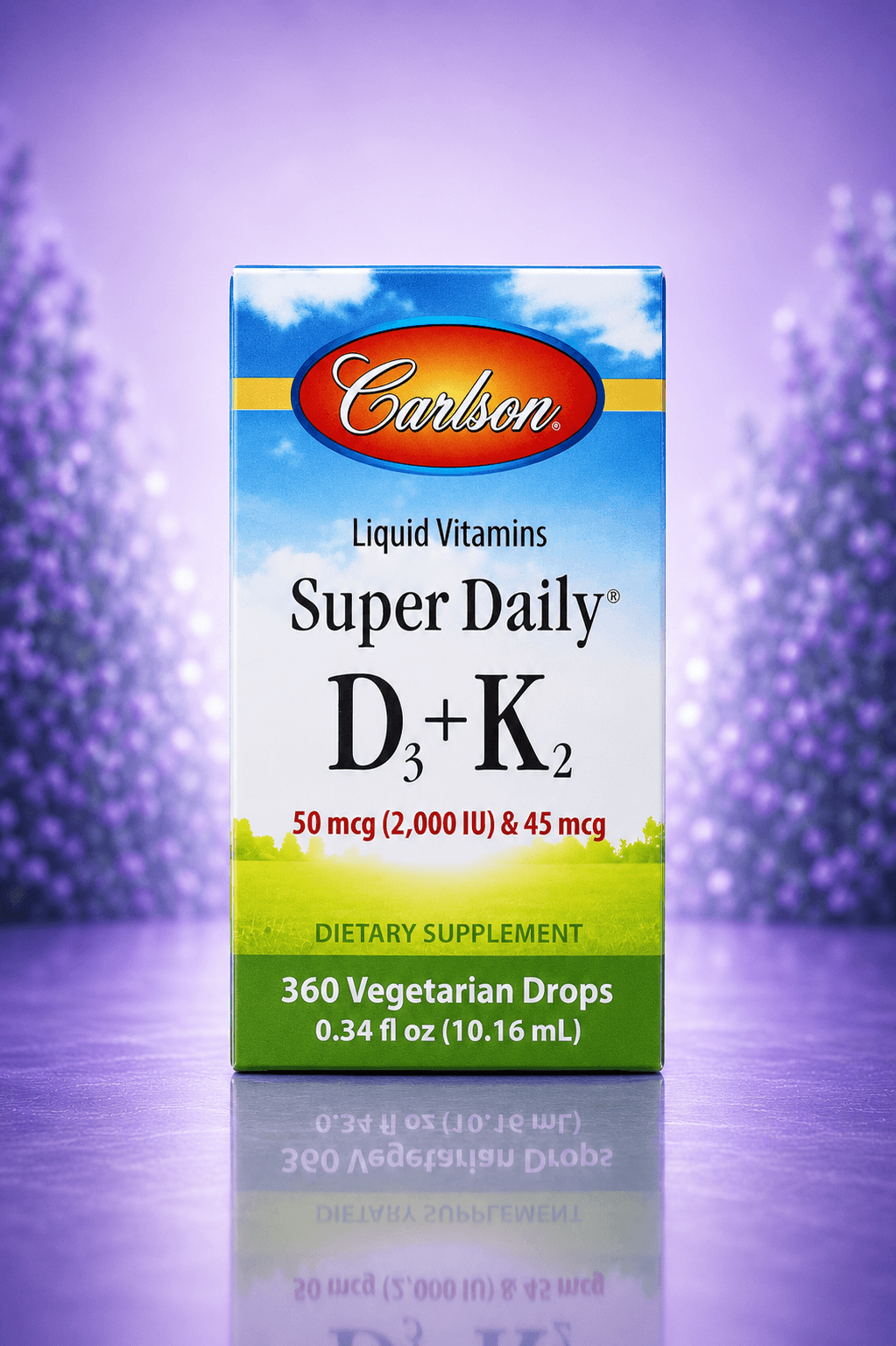 Carlson, Super Daily® D3 + K2, 50 mcg (2,000 IU) & 45 mcg, 0.34 fl oz (10.16 ml)