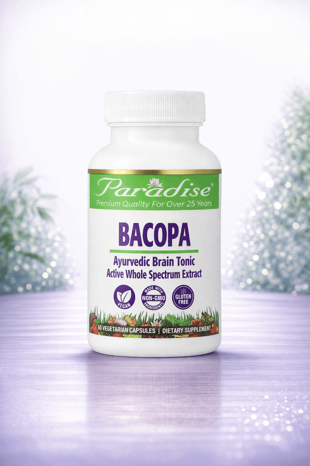 Paradise Herbs, Bacopa, – Xotira va aqliy faoliyatni yaxshilovchi 60pcs